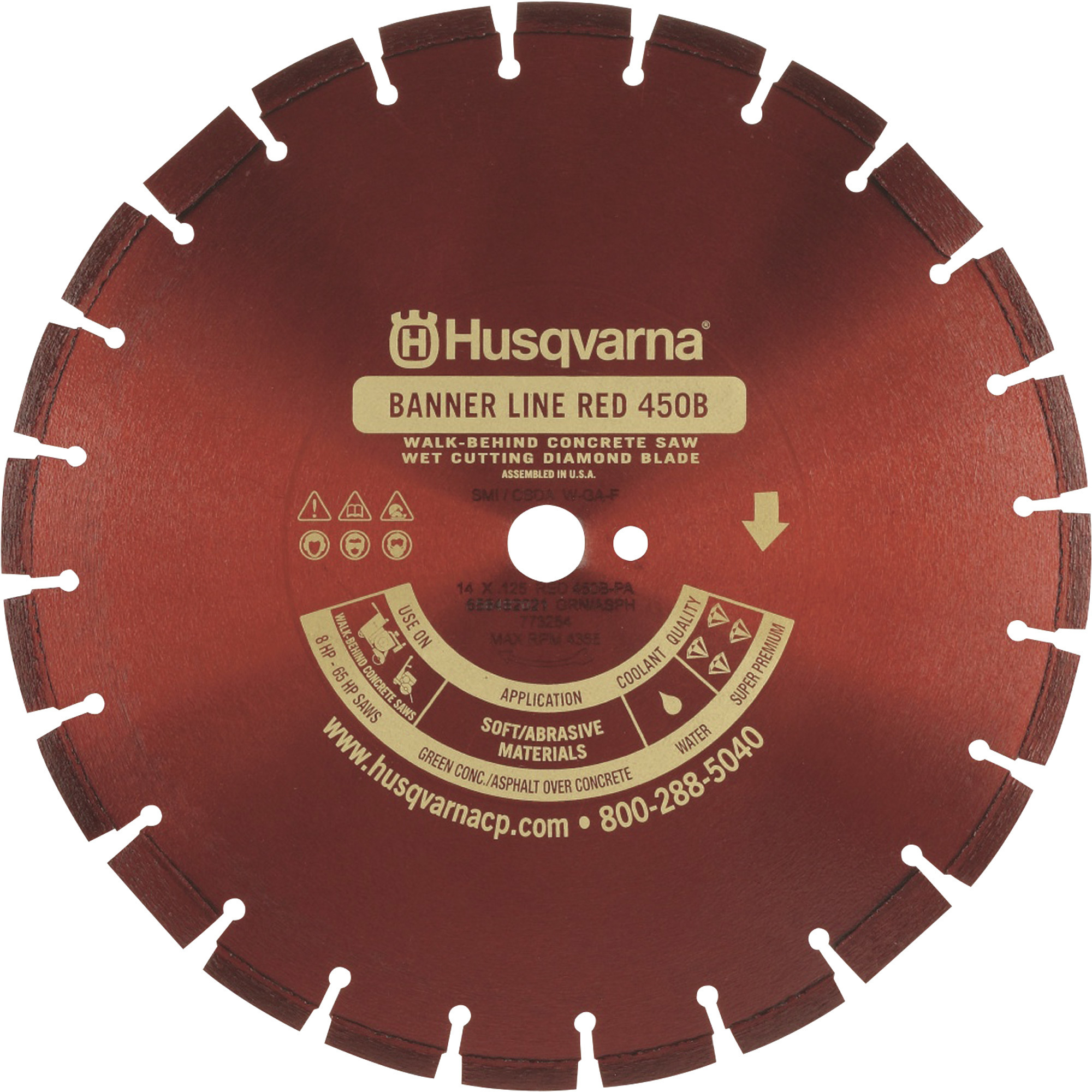 Husqvarna Wet Diamond Asphalt Blade, 18in., Model# Banner Line Red 450B-R, 18